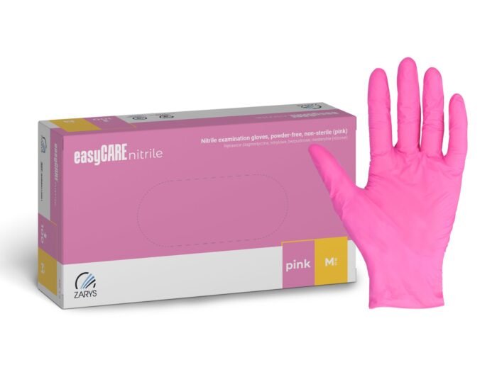 Easycare rožinės nitrilinės pirštinės n100, dydis m