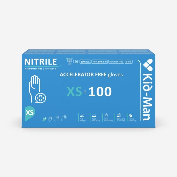 Kid-man nitrilinės pirštinės accelarator-free n100, dydis xs