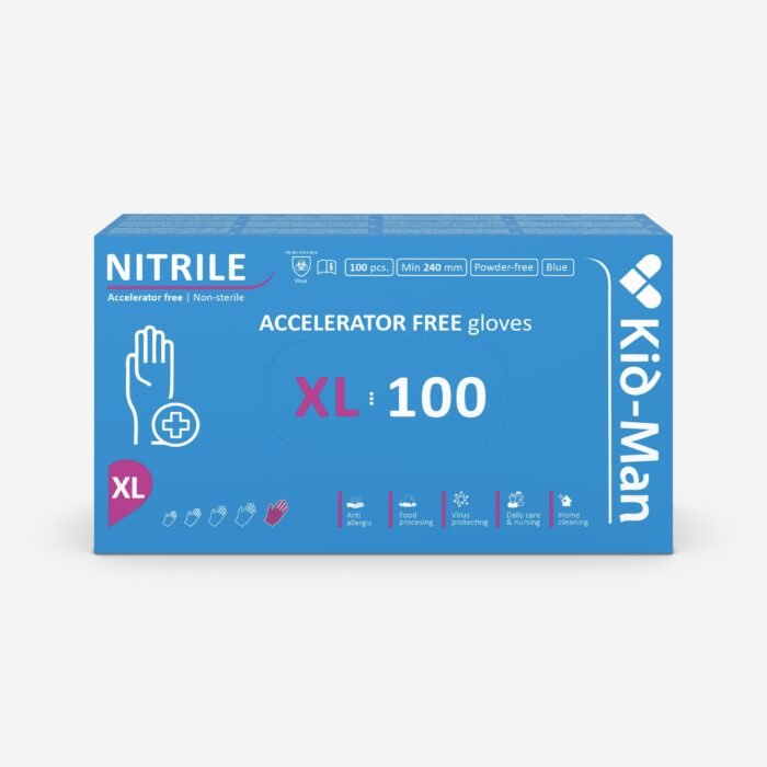 Kid-man nitrilinės pirštinės accelarator-free n100, dydis xl