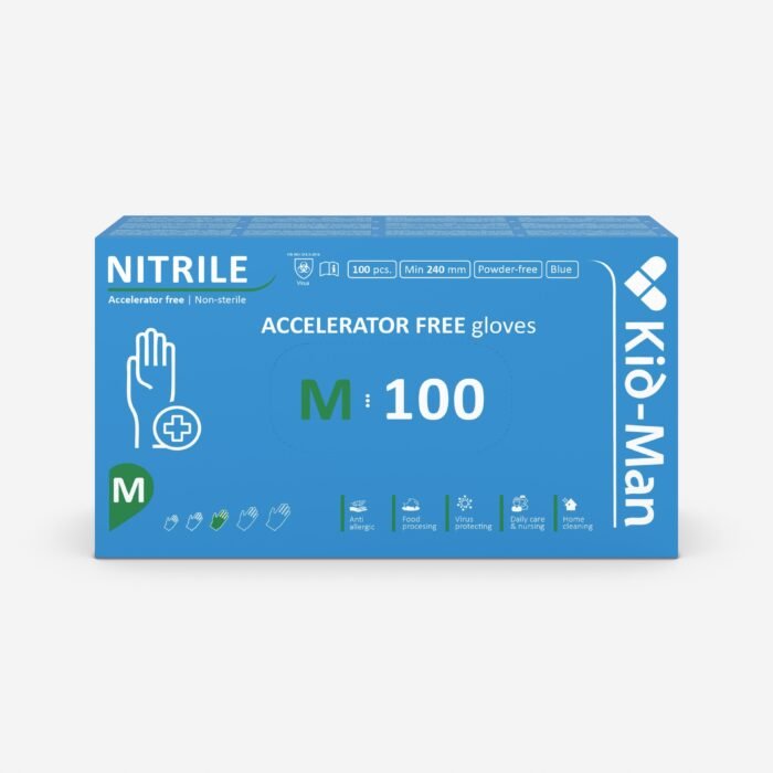 Kid-man nitrilinės pirštinės accelarator-free n100, dydis m