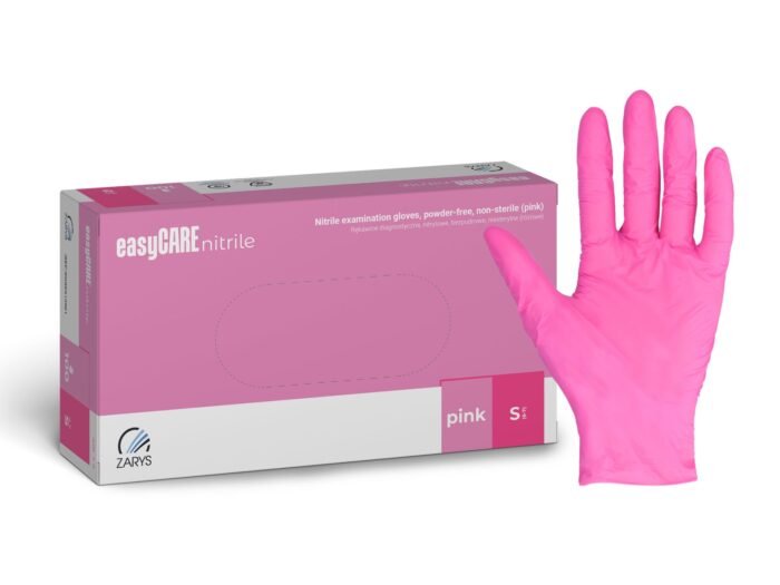 Easycare rožinės nitrilinės pirštinės n100, dydis s