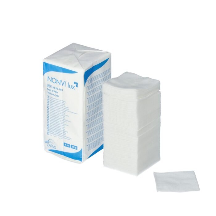 Nonvi lux neaustiniai tamponai, nesterilūs, 30g, 4 sluoksnių, 5 cm x 5 cm x 100 vnt.