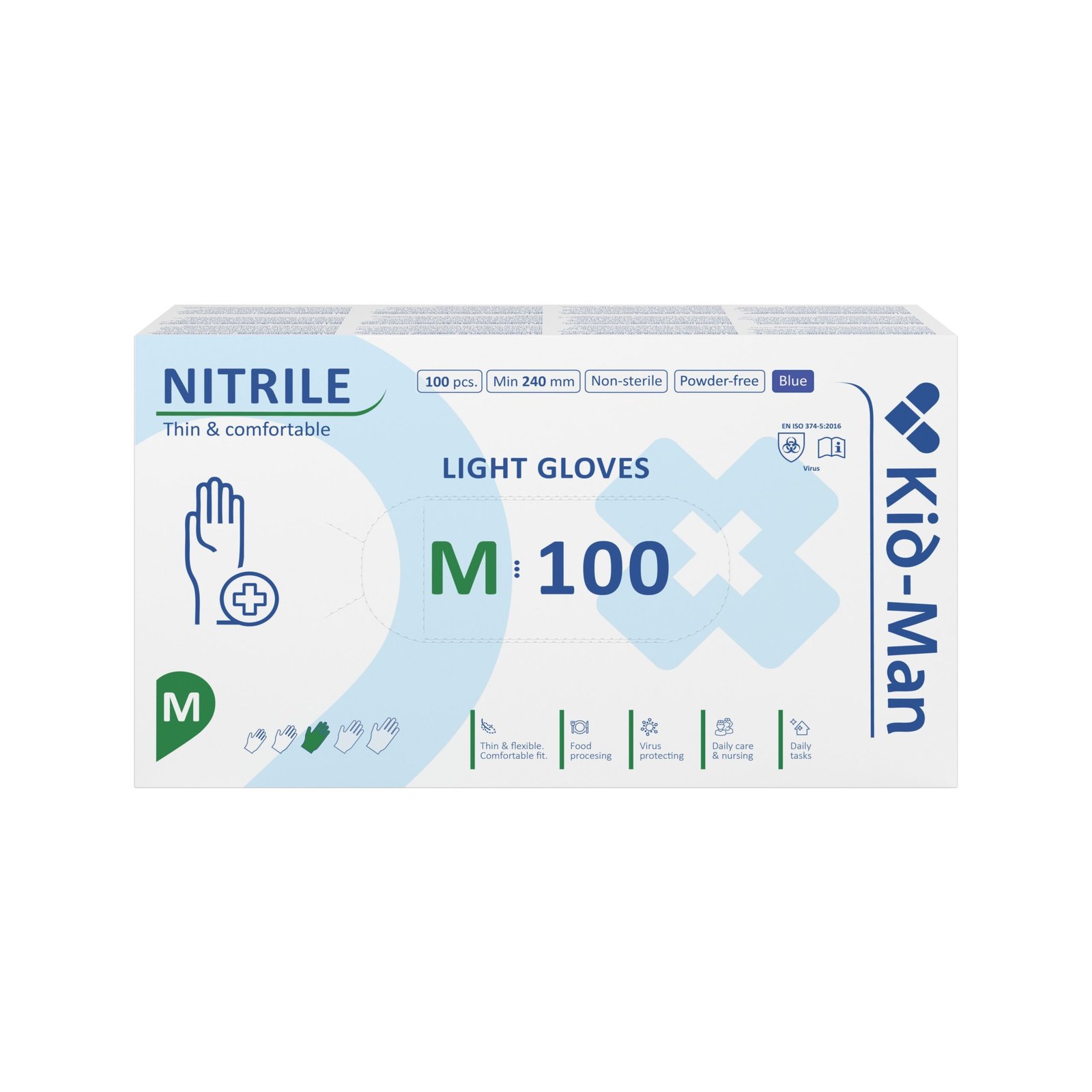 Nitrile LIGHT kid-Man LIGHT nitrilinės pirštinės N100, dydis M