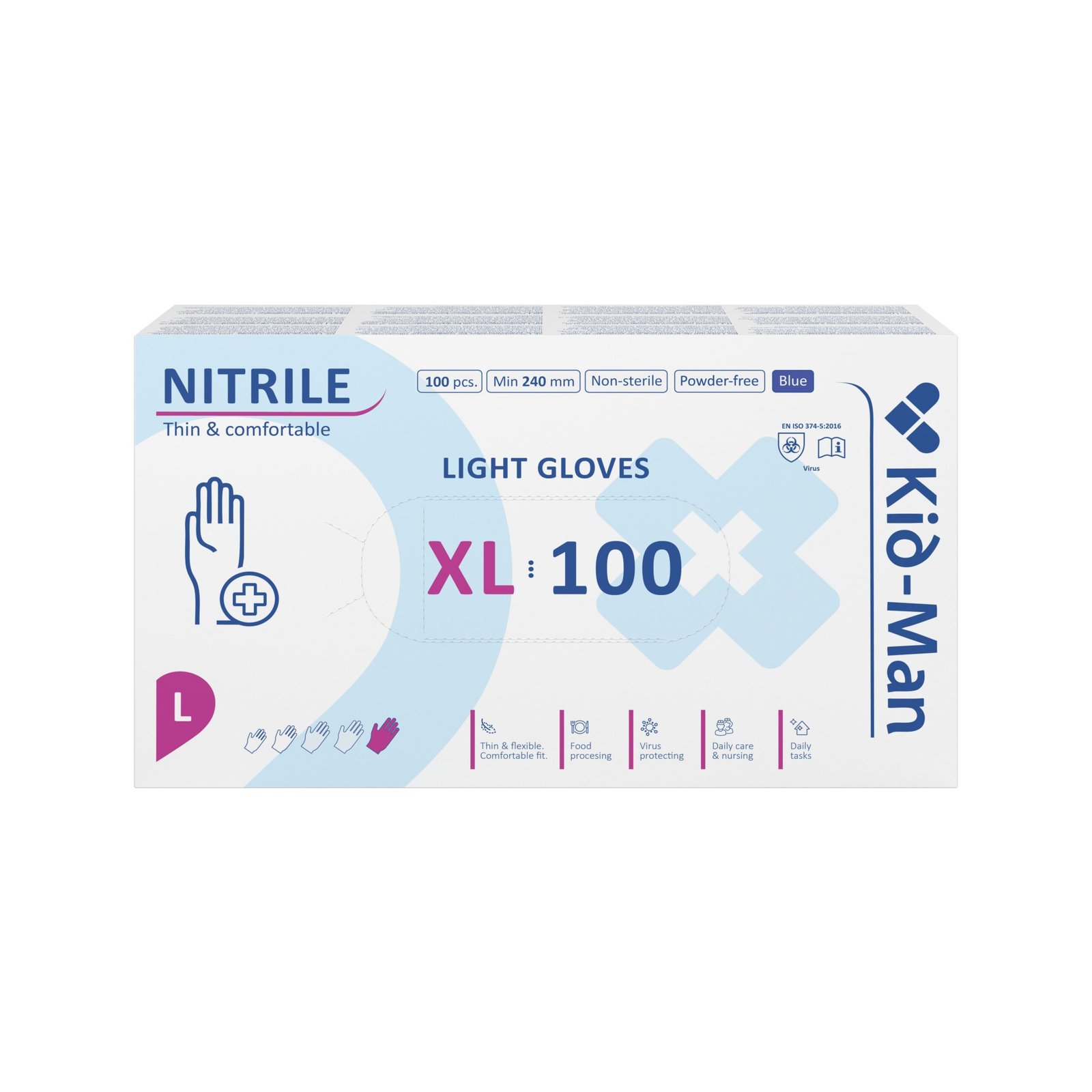 Nitrile LIGHT kid-Man LIGHT nitrilinės pirštinės N100, dydis XL
