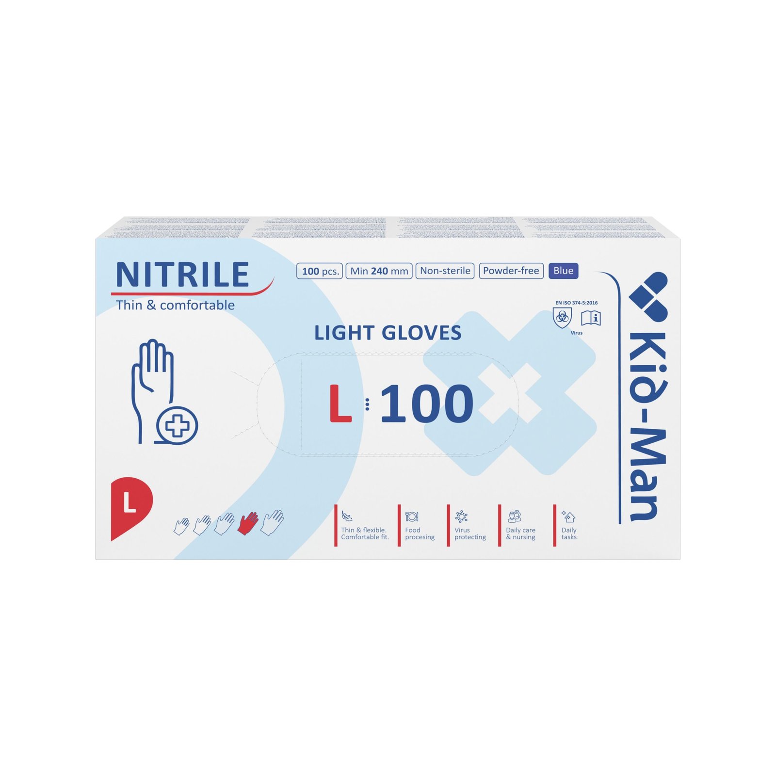 Nitrile LIGHT kid-Man LIGHT nitrilinės pirštinės N100, dydis L