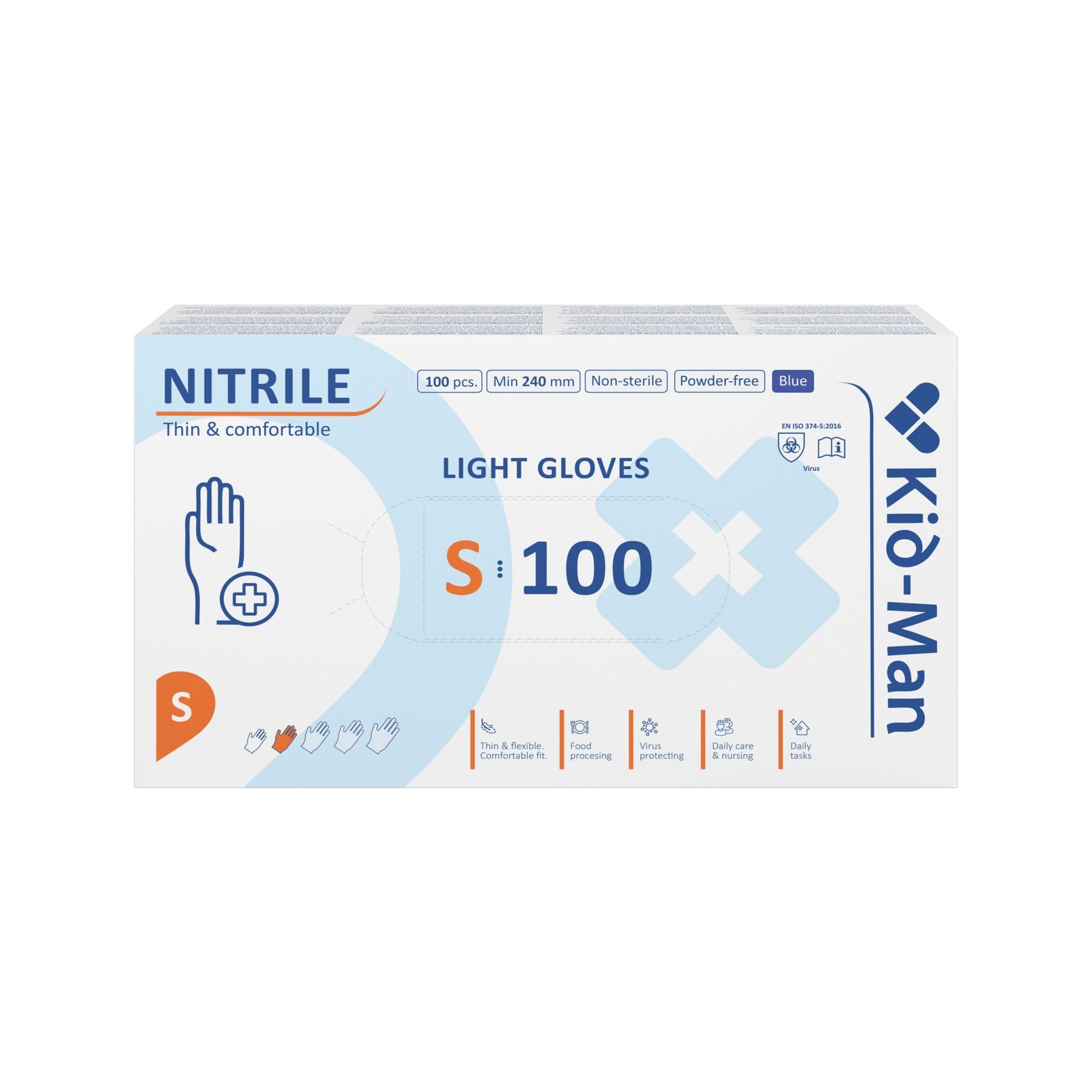 Nitrile LIGHT kid-Man LIGHT nitrilinės pirštinės N100, dydis S