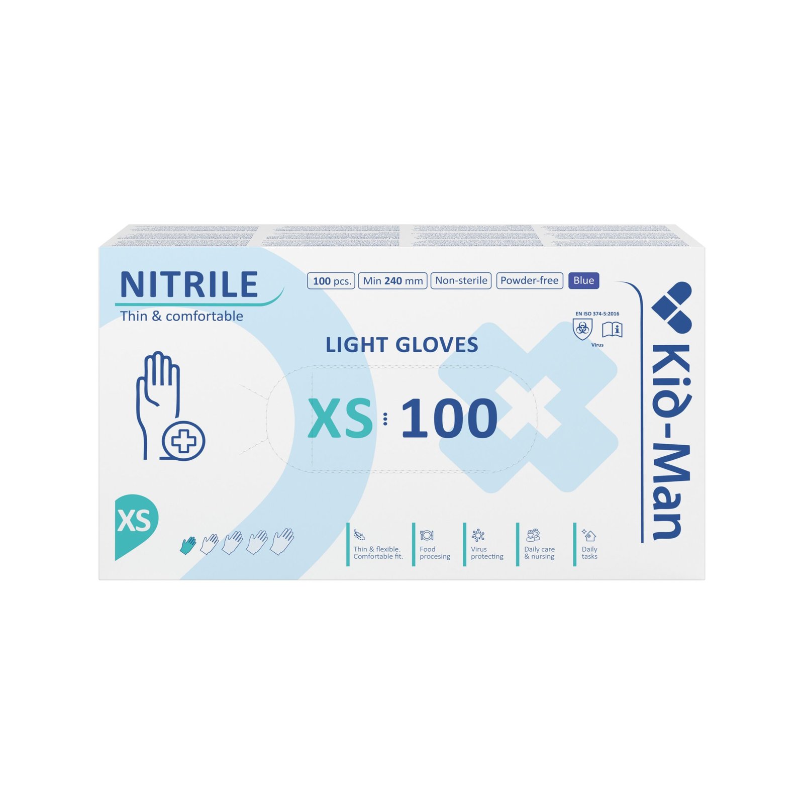 Nitrile LIGHT kid-Man LIGHT nitrilinės pirštinės N100, dydis XS
