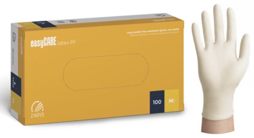 easyCARE latex PF – lateksinės diagnostinės pirštinės be pudros, 100 vnt.